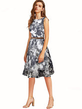 Load image into Gallery viewer, Designer Printed   Dress With Belt