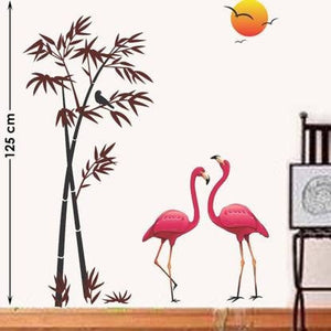 Seeosee Pink Flamingo Bamboo wall sticker