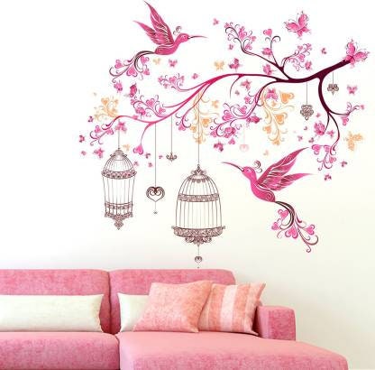 Seeosee floral branch with birds wall stickers