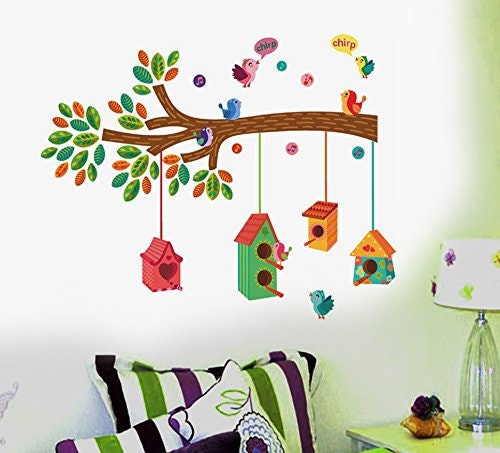 Seeosee Bird house on Branch wall sticker